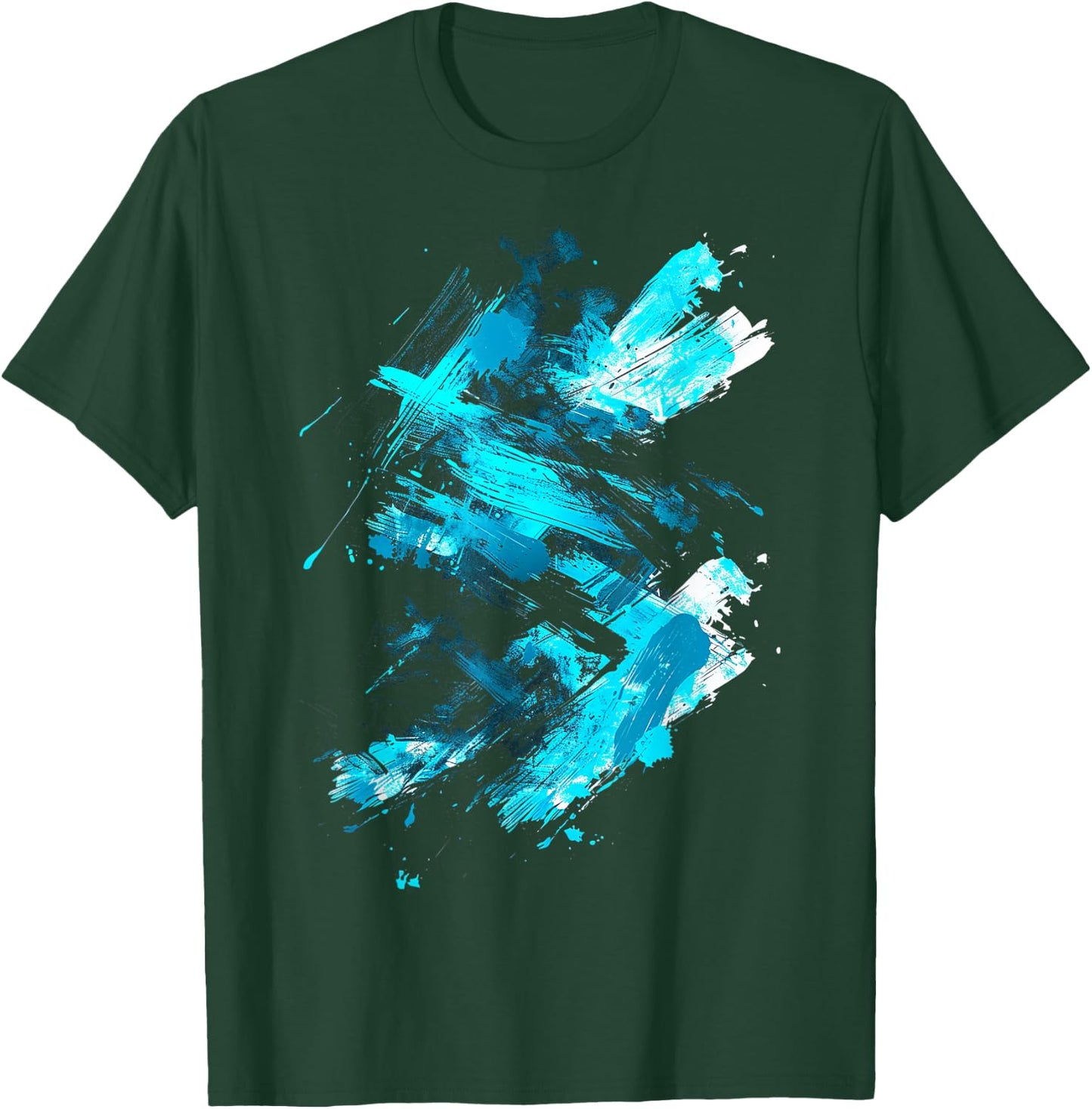 Cyan And Black Dynamic Design Graphic T-Shirt - T-Shirt | Forest