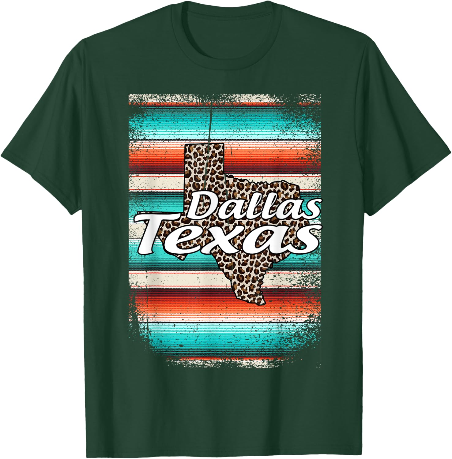 Dallas Texas Cowgirl Serape Western Home State America T-Shirt - T-Shirt | Forest