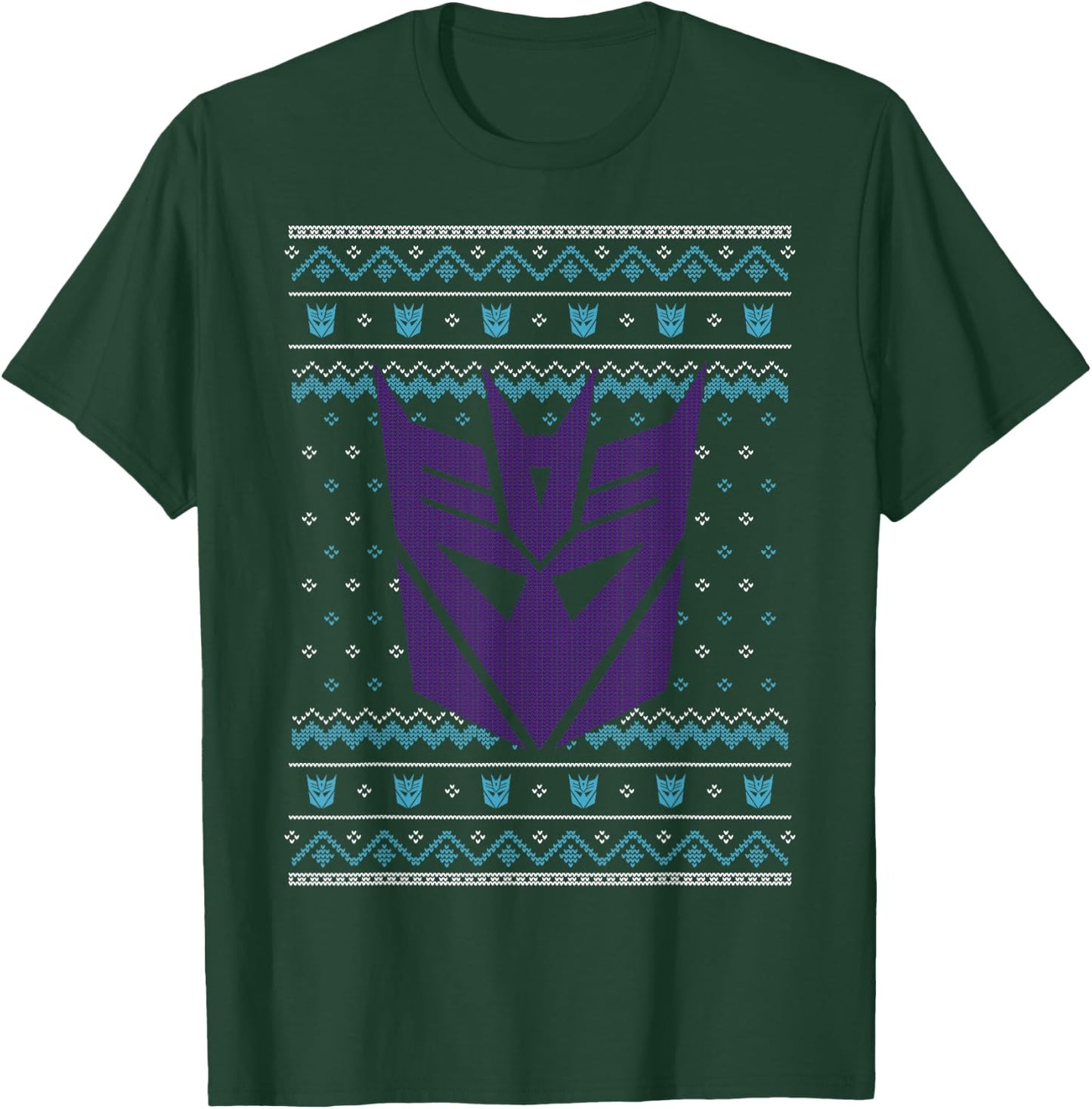 Transformers Christmas Retro Decepticon Ugly Sweater Style T-Shirt - T-Shirt | Forest