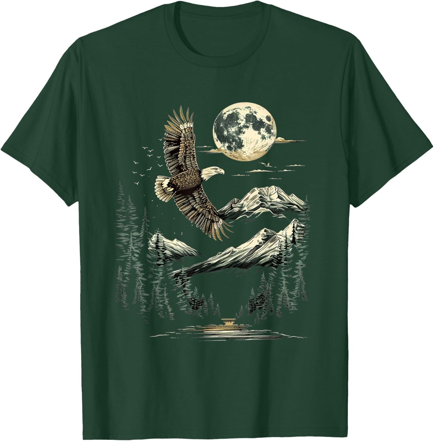 Native American Wildlife Majestic Bald Eagle in Forest T-Shirt - T-Shirt | Forest