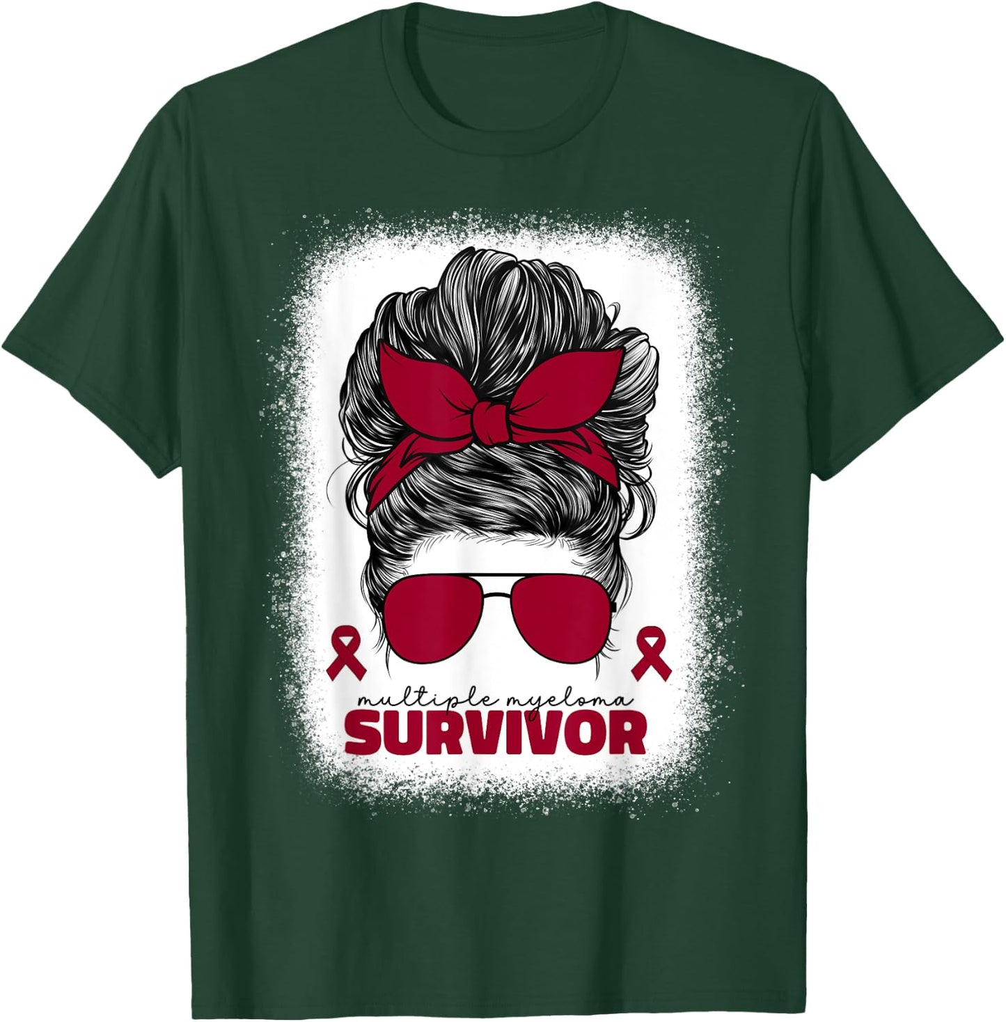 Multiple Myeloma Survivor Burgundy Cancer Ribbon T-Shirt - T-Shirt | Forest