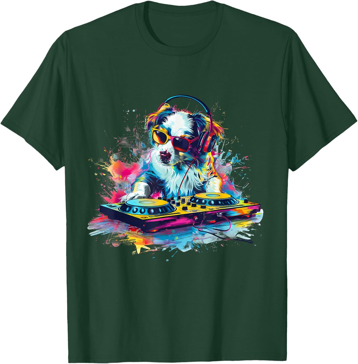 Dog Music DJ Artwork EDM Beatmaker Techno Turntable DJ Dog T-Shirt - T-Shirt | Forest
