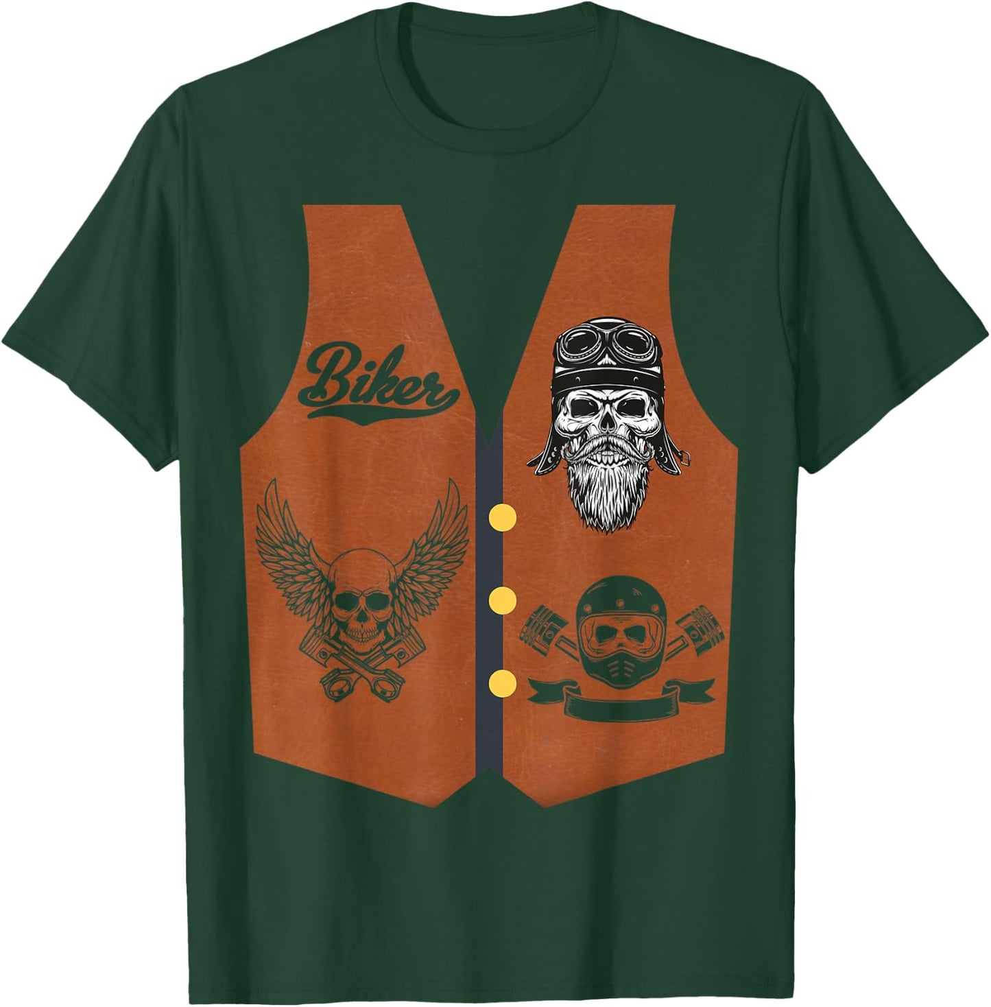 Funny Biker Vest Halloween Costume Motorcycle Biker Men Boys T-Shirt - T-Shirt | Forest