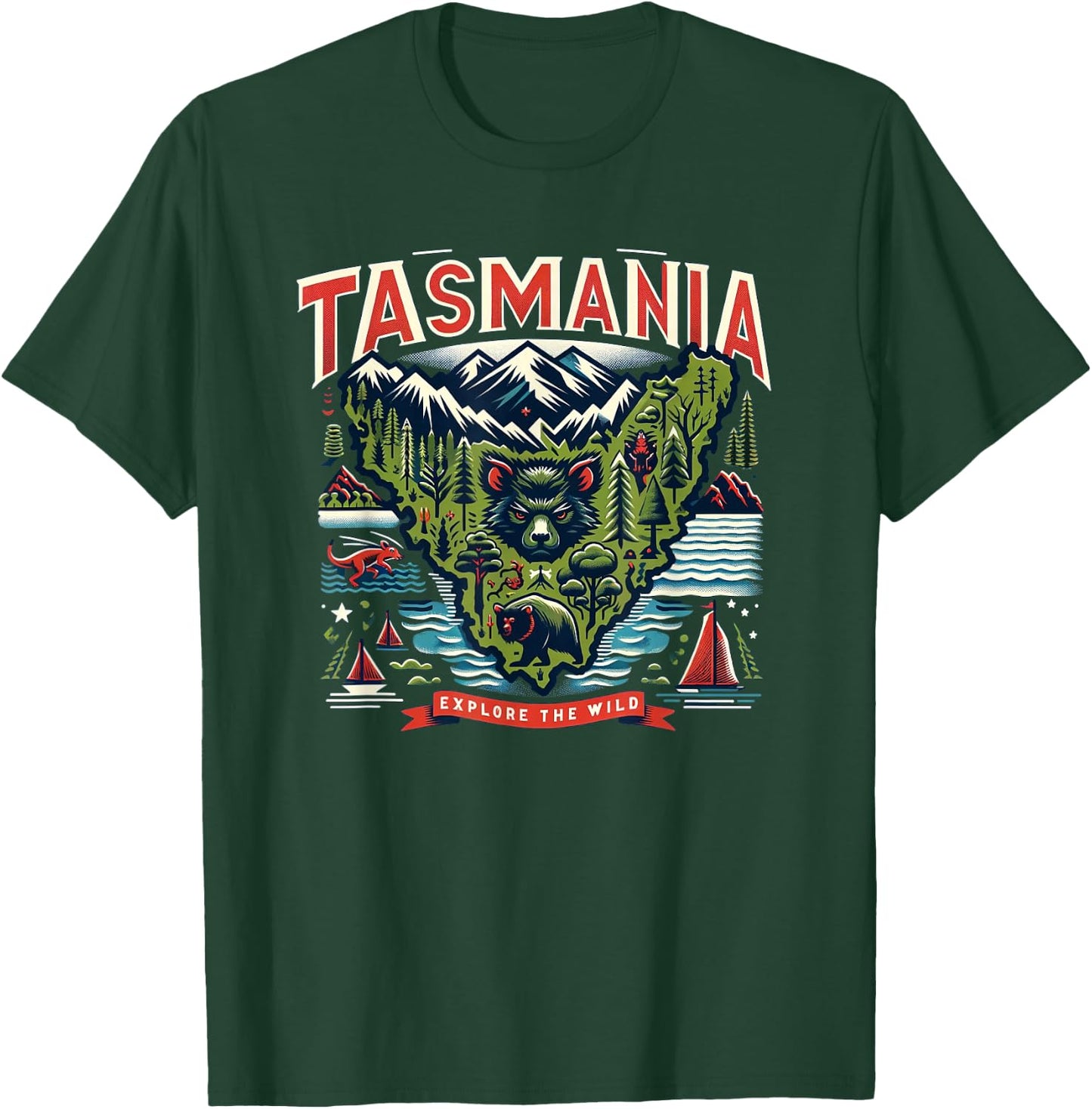 Tasmania Landscape Explore The Wild Travel T-Shirt - T-Shirt | Forest