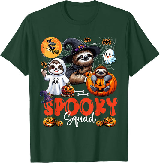 Spooky Halloween Squad Three Horror Sloths Cosplay Witch Boo T-Shirt - T-Shirt | Forest