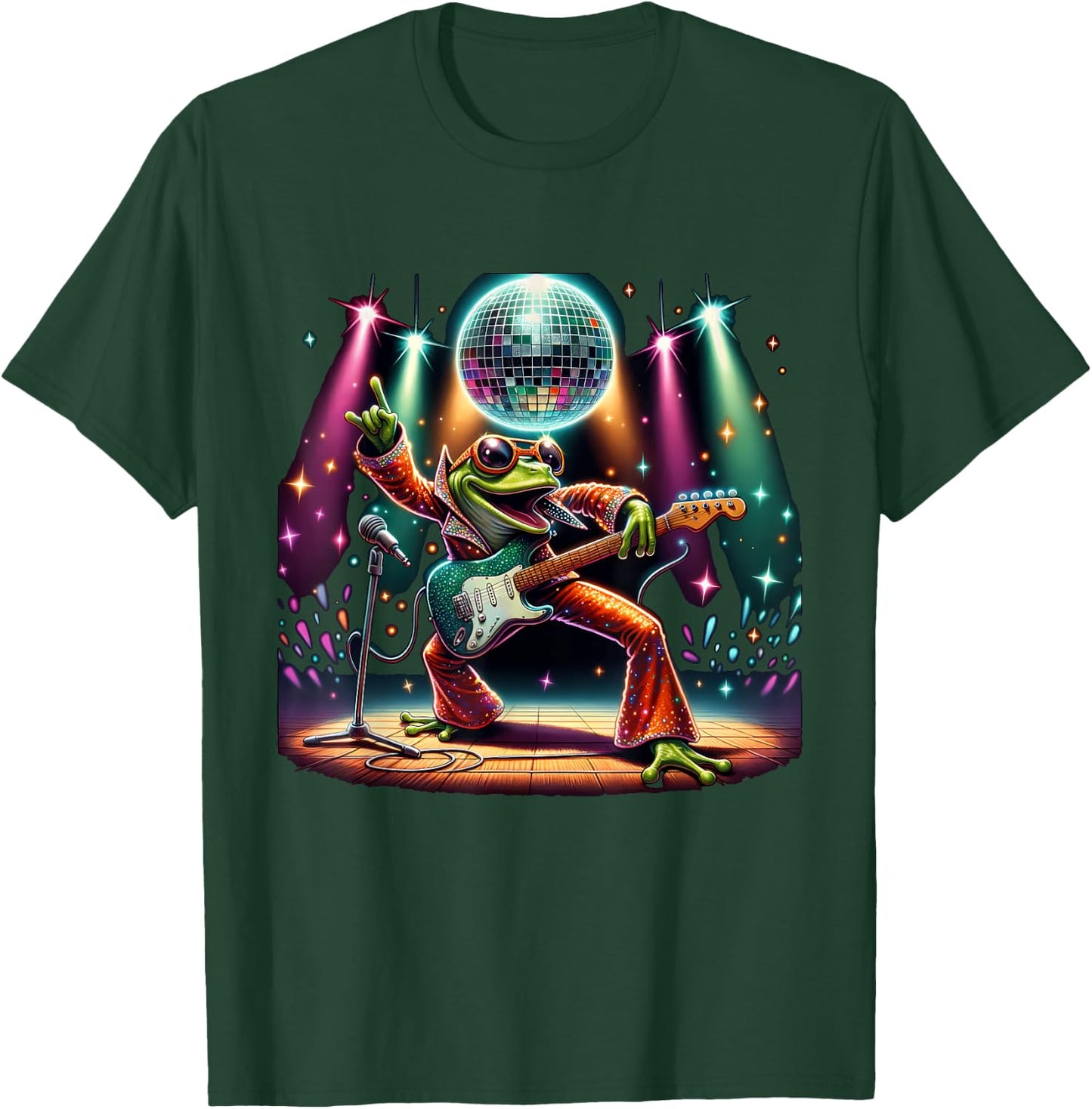 Disco Ball Guitar Frog T-Shirt - T-Shirt | Forest