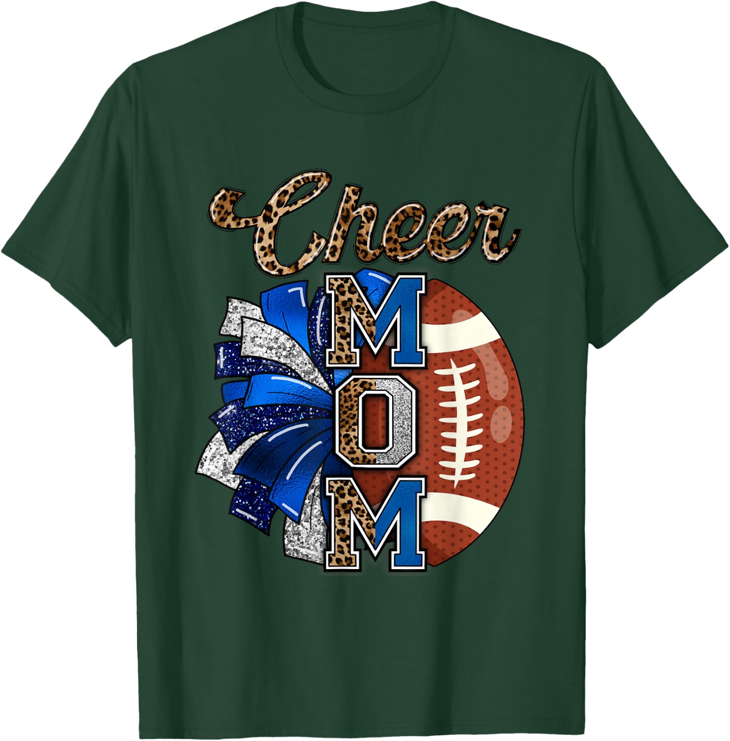 Cheer Mom Pom Pom Football T-Shirt - T-Shirt | Forest