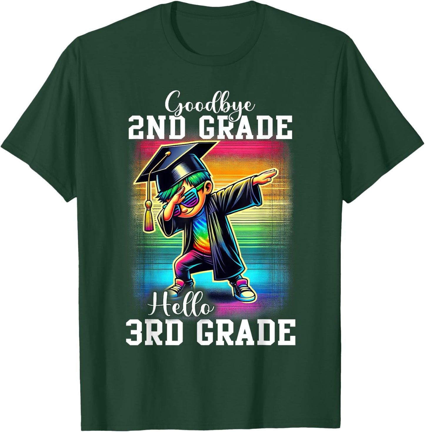 Goodbye 2nd Grade Hello 3rd Grade Dabbing Boy Colorful T-Shirt - T-Shirt | Forest