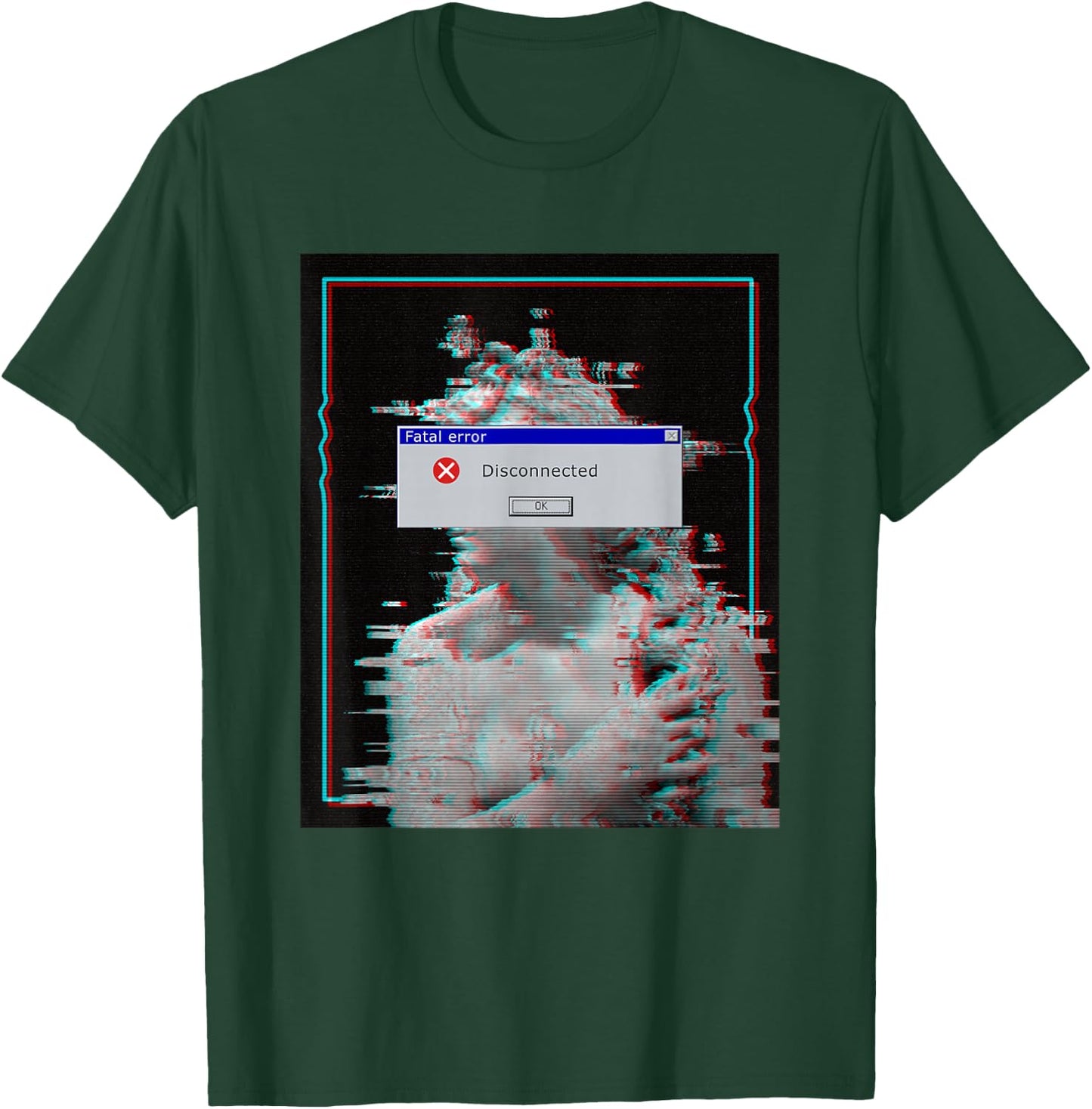 Fatal Error Disconnected Glitch Statue Vaporwave Retro 80s T-Shirt - T-Shirt | Forest