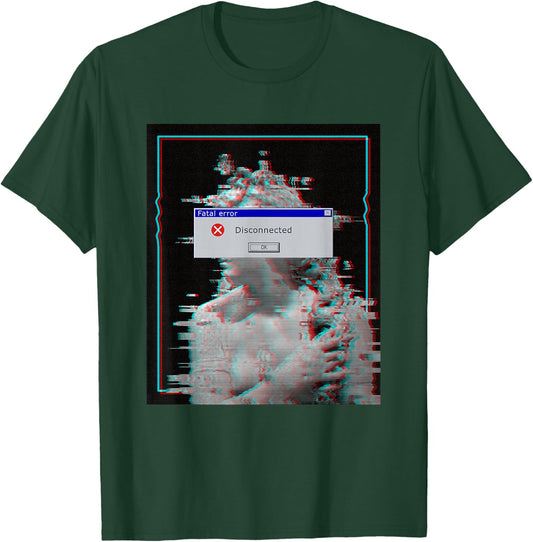 Fatal Error Disconnected Glitch Statue Vaporwave Retro 80s T-Shirt - T-Shirt | Forest
