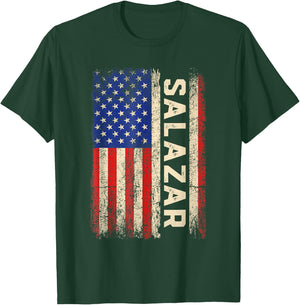Salazar Last Name Shirt Salazar Name American Flag Kids Men T-Shirt - T-Shirt | Forest