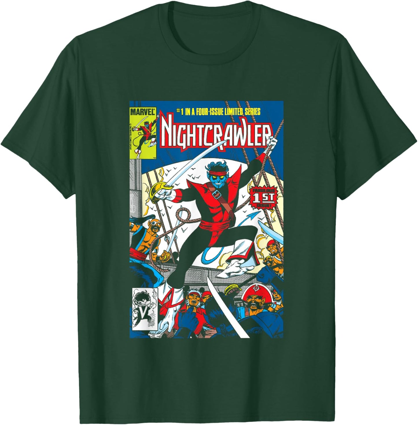 Marvel Comics Retro Classic Nightcrawler VS Pirates Cover T-Shirt - T-Shirt | Forest