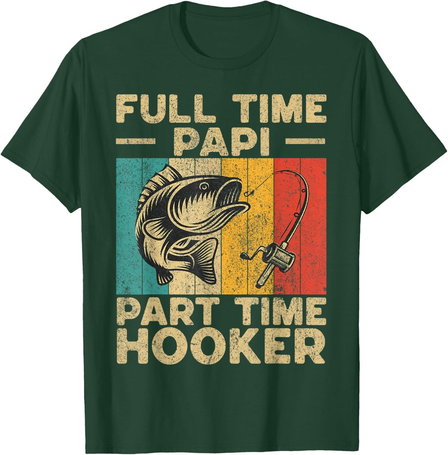 Funny Vintage Fishing Papi Jokes Fisherman T-Shirt - T-Shirt | Forest