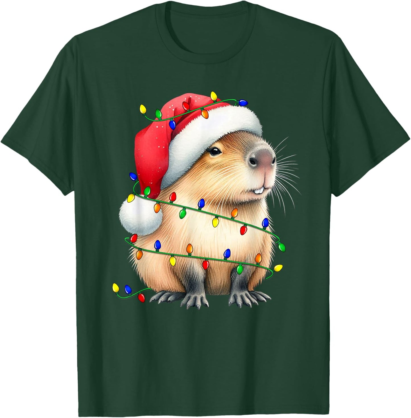 Capybara Wearing Santa Hat Christmas Capybara Lover Xmas Kid T-Shirt - T-Shirt | Forest