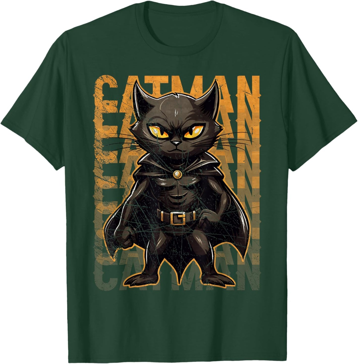 Vintage Catman Superhero Catman Funny Black Cat Cat With Cape T-Shirt - T-Shirt | Forest