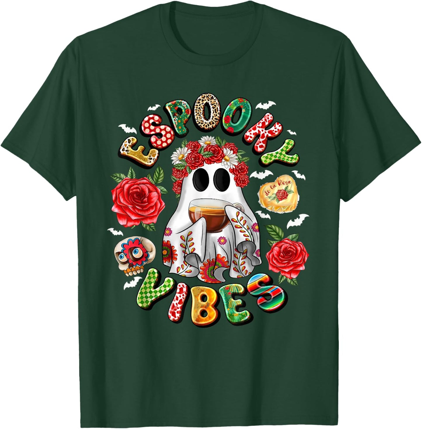 Espooky Vibes Mexican Ghost Day Of The Dead Dia De Muertos T-Shirt - T-Shirt | Forest