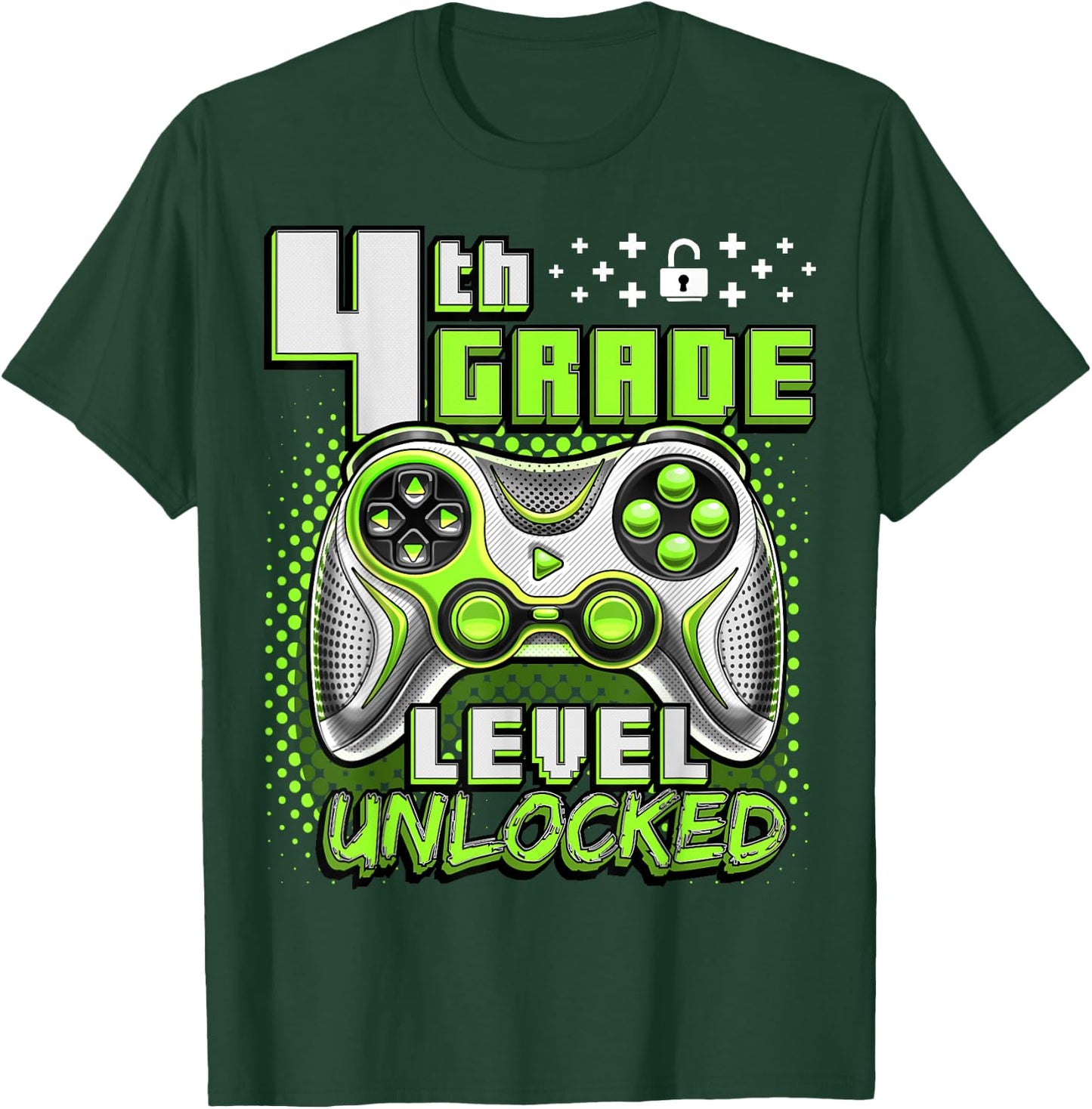 Back to School 4th Grade Boys Gamer First Day School Level T-Shirt - T-Shirt | Forest