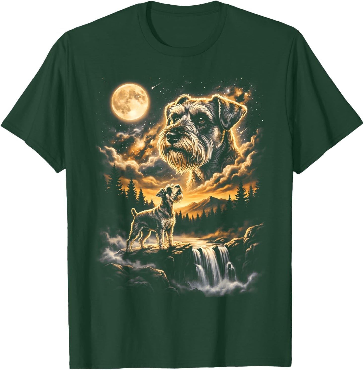 Miniature Schnauzer Howling to The Moon T-Shirt - T-Shirt | Forest