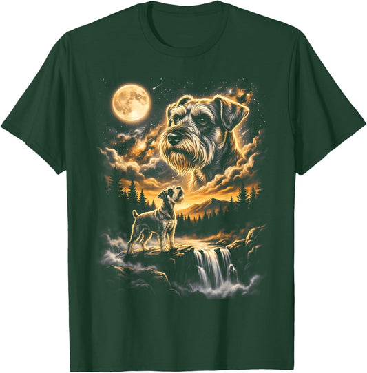 Miniature Schnauzer Howling to The Moon T-Shirt - T-Shirt | Forest