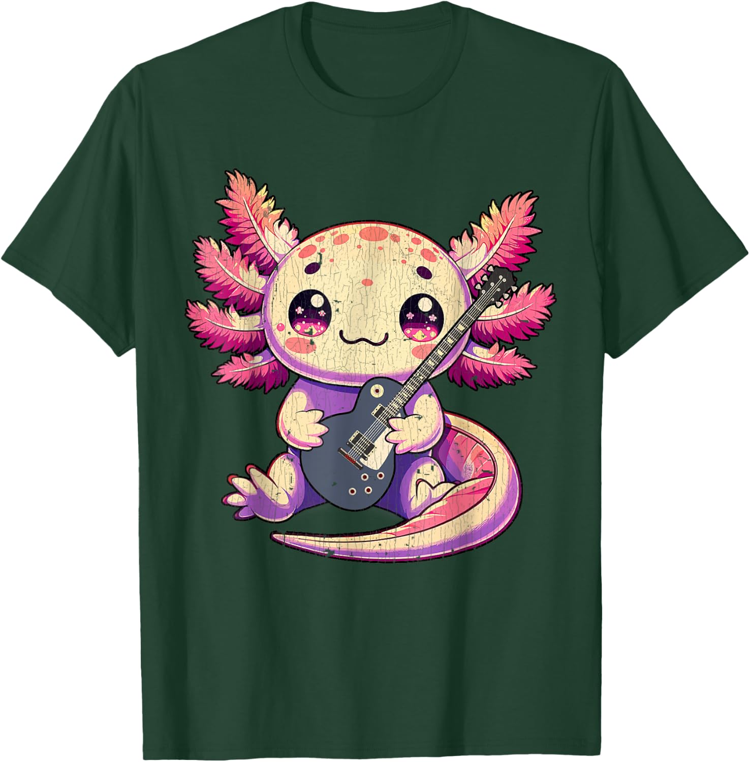 Cute Snaxalotl Axolotl Love Electric Guitar Music Rock 2 T-Shirt - T-Shirt | Forest