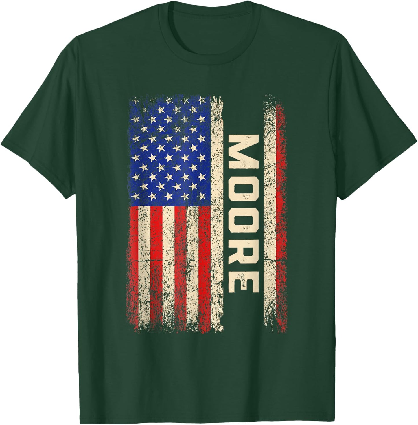 Moore Last Name Shirt Moore Name American Flag T-Shirt - T-Shirt | Forest