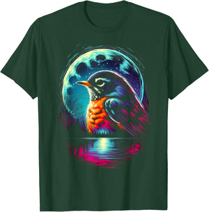 Colorful American Robin Bird Spirit Animal Cool Illustration T-Shirt - T-Shirt | Forest