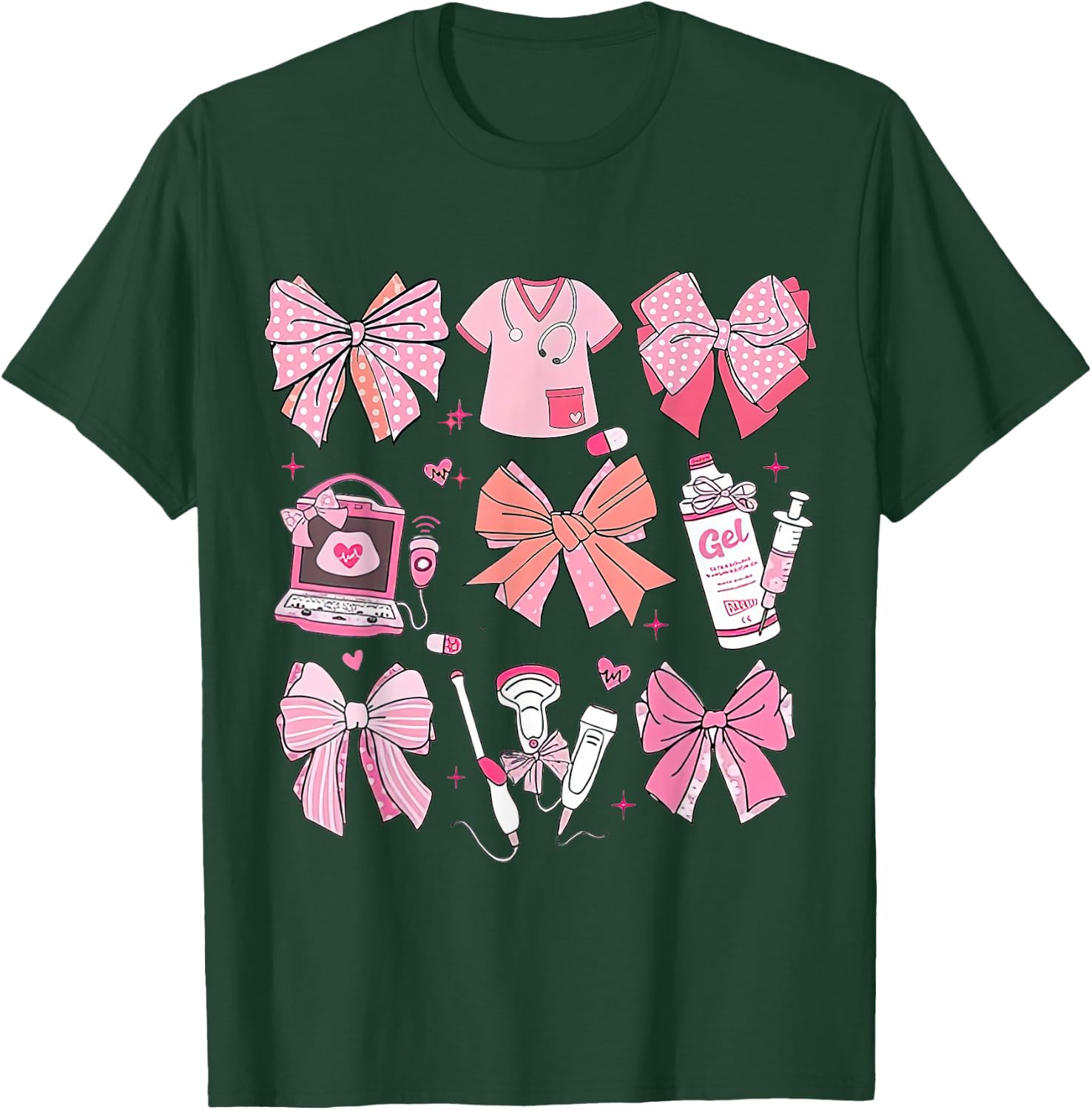 Coquette Pink Bow Ultrasound Tech Coquette T-Shirt - T-Shirt | Forest