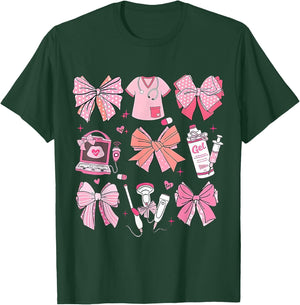 Coquette Pink Bow Ultrasound Tech Coquette T-Shirt - T-Shirt | Forest