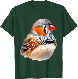 Zebra Finch Bird Vibrant Realistic Artwork T-Shirt - T-Shirt | Forest