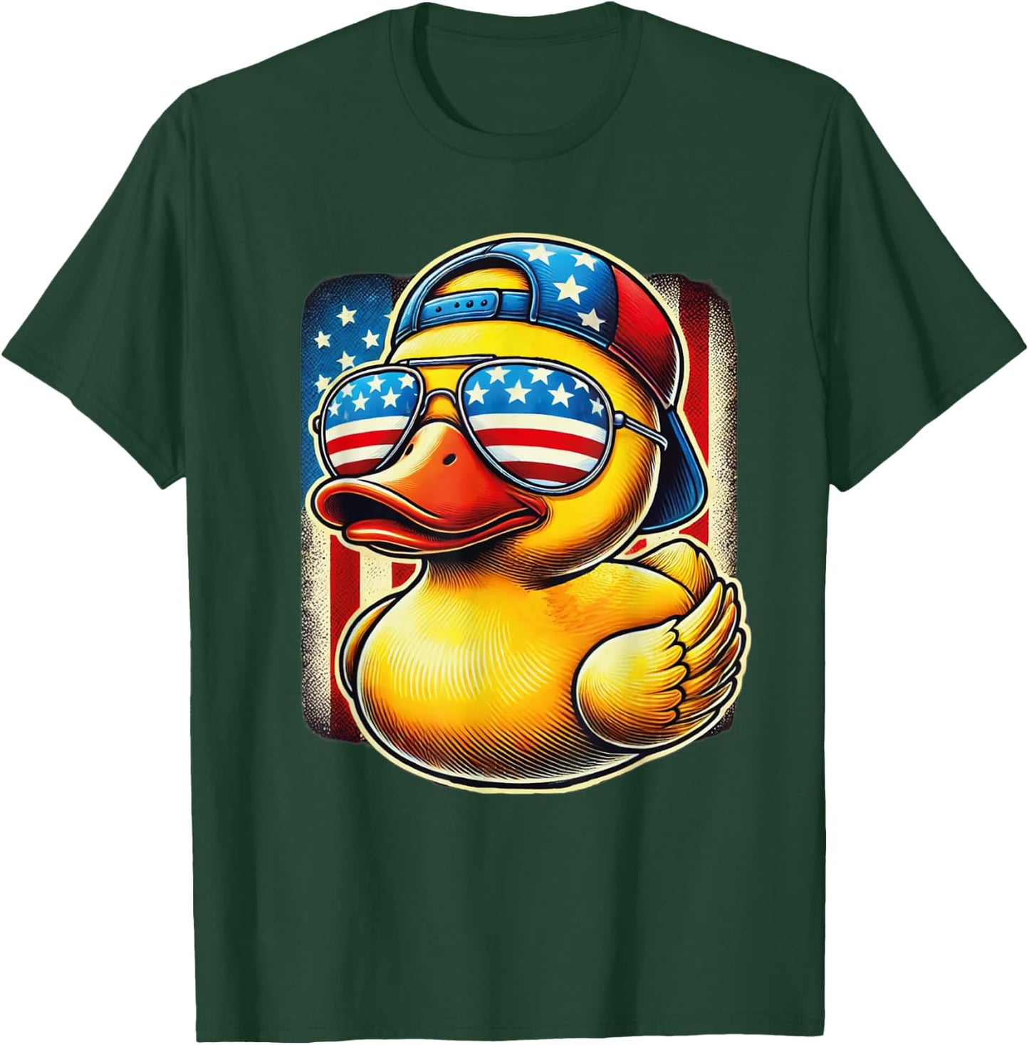 Rubber Duck Shirt USA Flag Gift Funny Duckie Cool Duck T-Shirt - T-Shirt | Forest