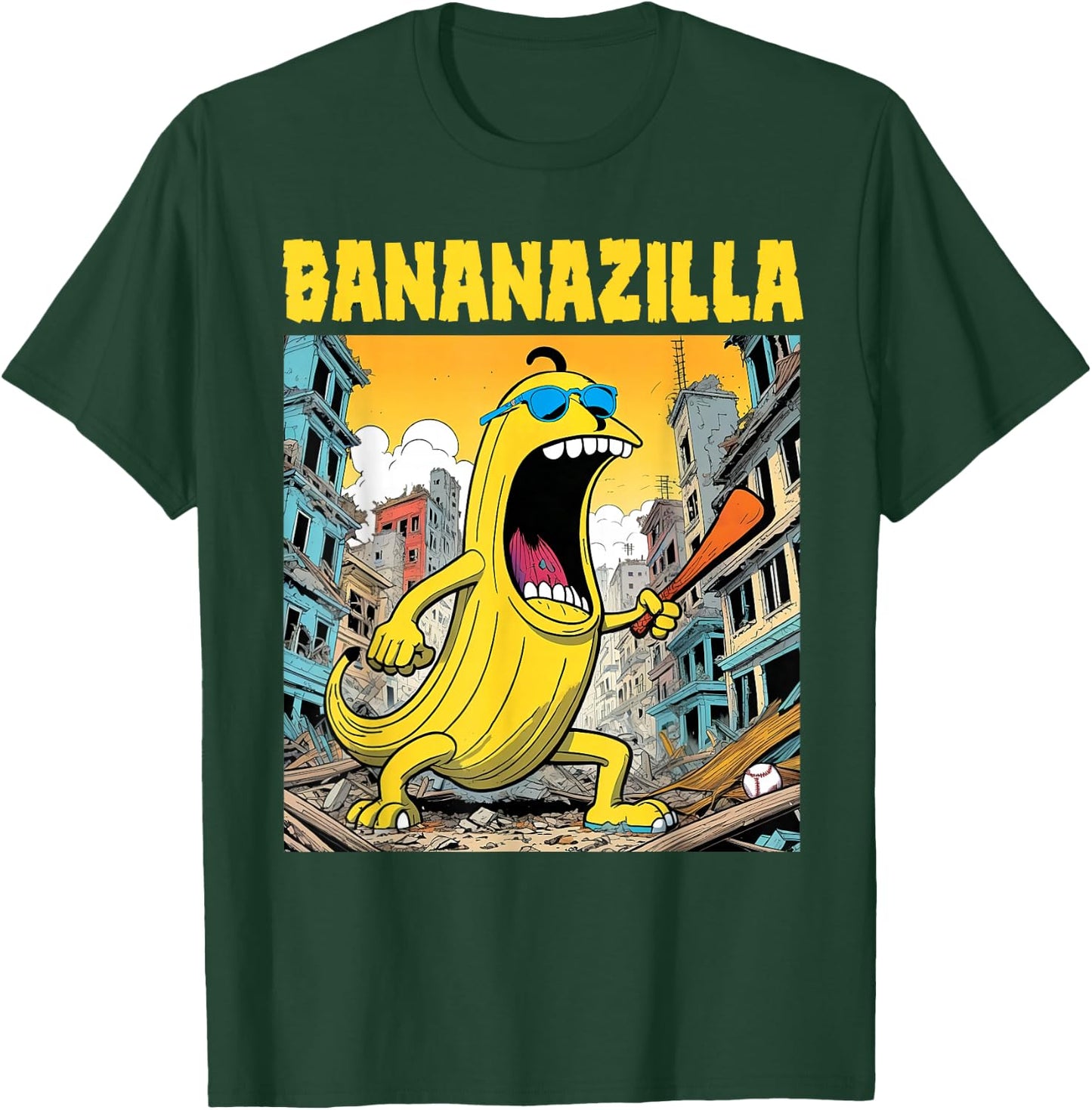 Bananazilla Banana Baseball Monster Bananas Kids Youth Boys T-Shirt - T-Shirt | Forest