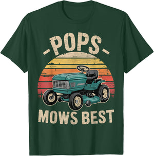 Pop Mows Best Lawn Care Dad Mowing Gardener Father's Day T-Shirt - T-Shirt | Forest