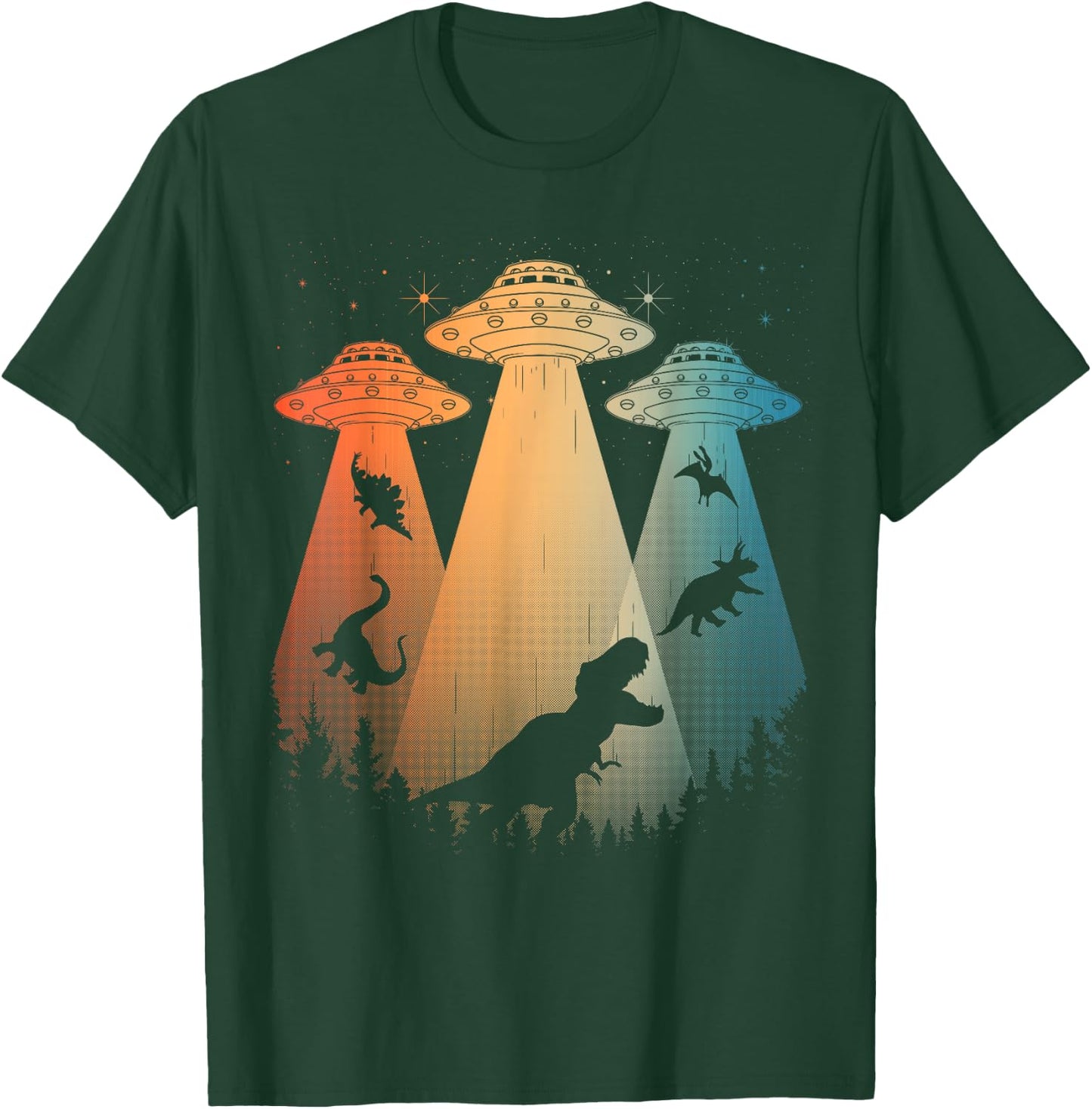 Cool Dinosaur Art Women UFO Alien Abduction Dinosaur T-Shirt - T-Shirt | Forest