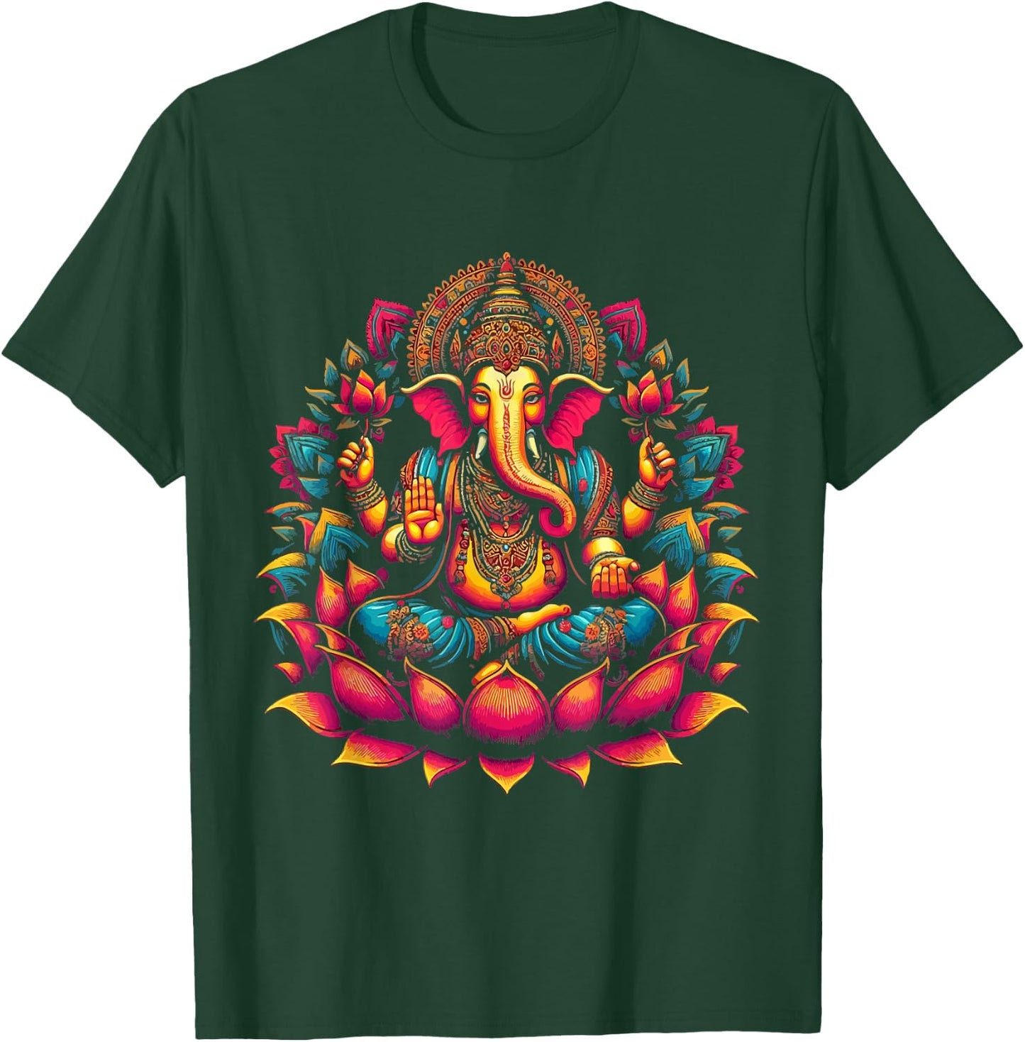 Ganesh Symbol Yoga Hindu Elephant God Ganesha Puja T-Shirt - T-Shirt | Forest