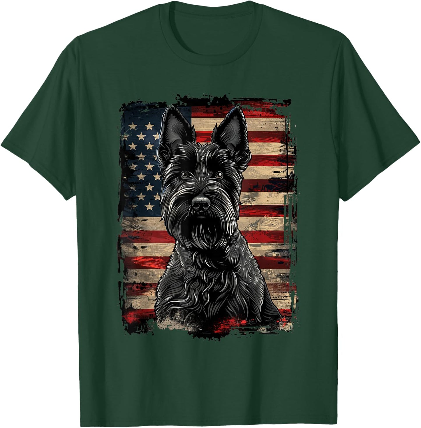 Scottish Terrier American Flag T-Shirt - T-Shirt | Forest