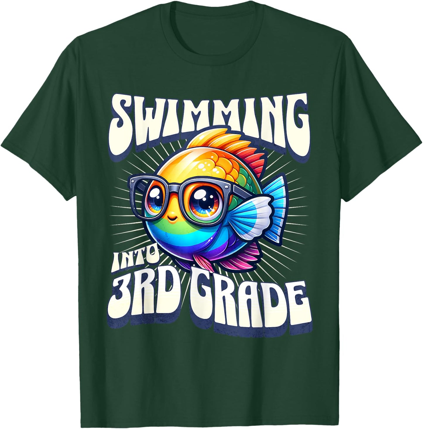 Swimming Into 3rd Grade Cute Angel Fish Back to School T-Shirt - T-Shirt | Forest
