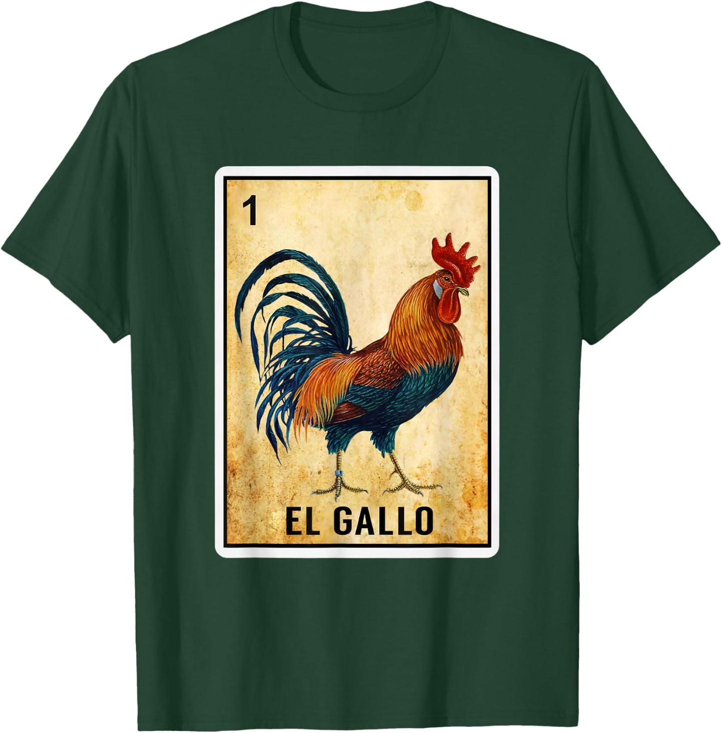 Mexican El Gallo Bingo Card Game Traditional Rooster Card T-Shirt - T-Shirt | Forest