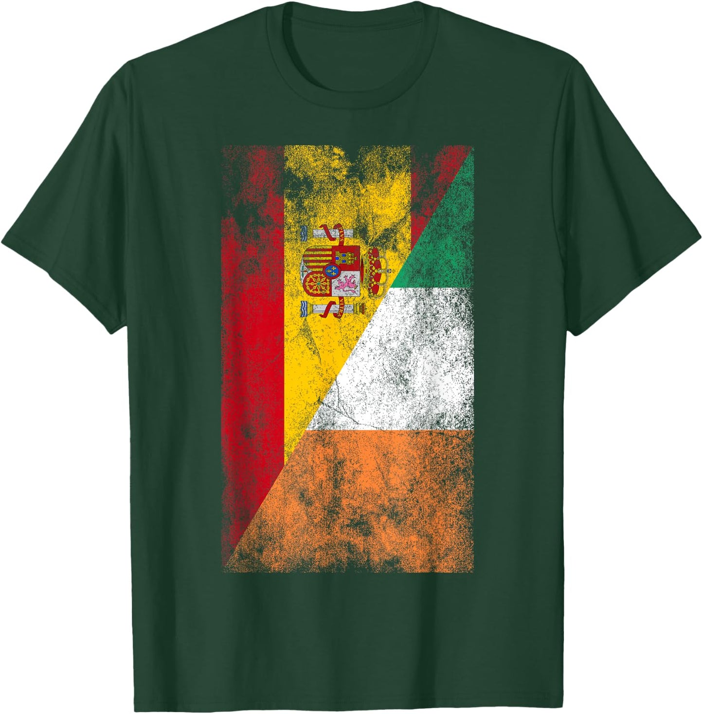 Spain & Ireland Flags - Spanish Irish T-Shirt - T-Shirt | Forest