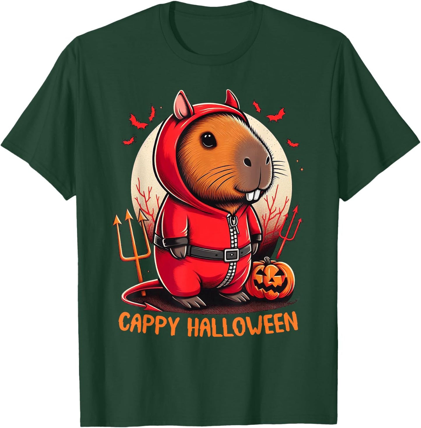 Cappy Halloween Cute Capybara Baby Devil Costume Lucifer T-Shirt - T-Shirt | Forest