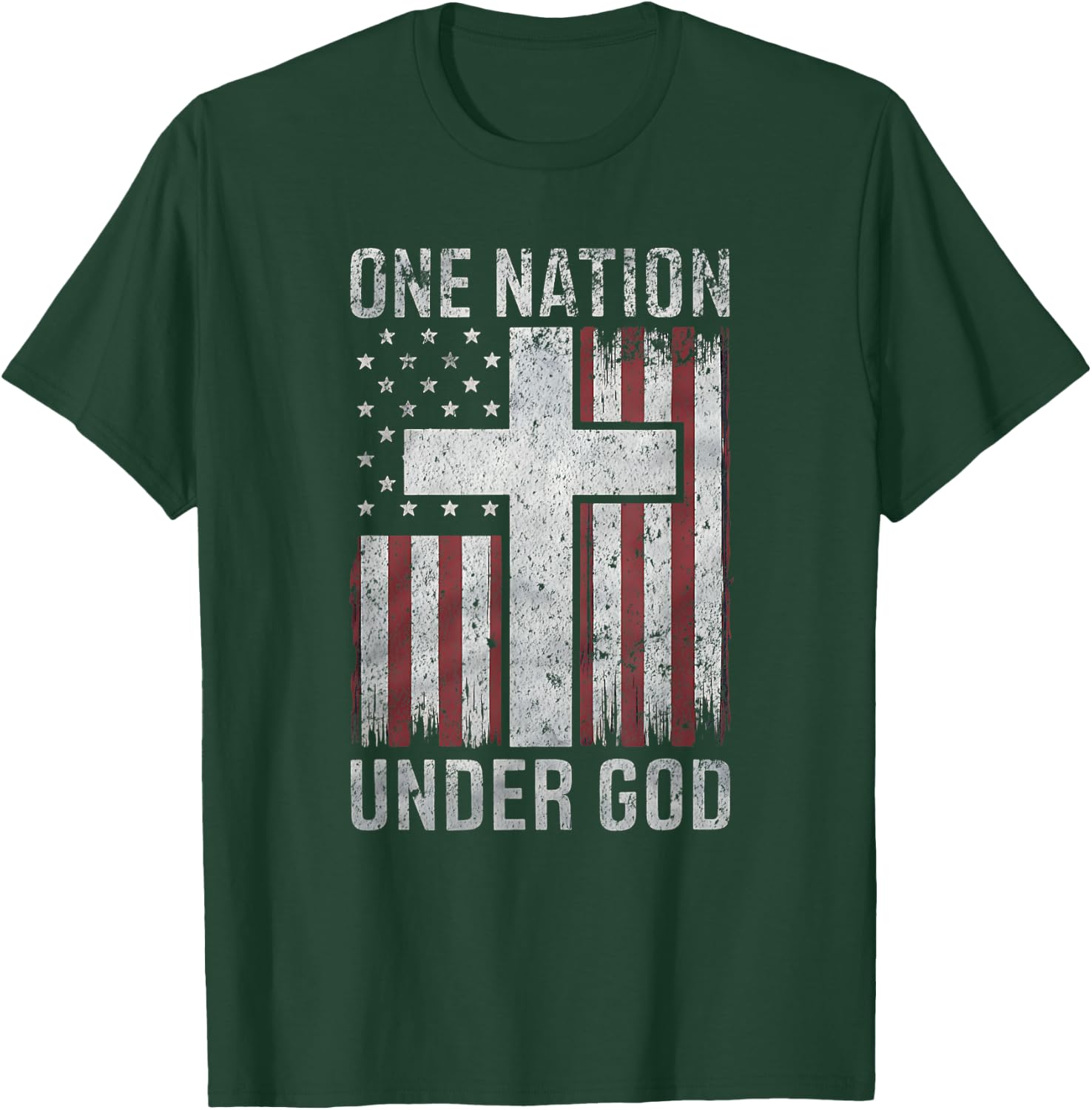 One Nation Under God 4th of July Vintage Patriotic Christian T-Shirt - T-Shirt | Forest