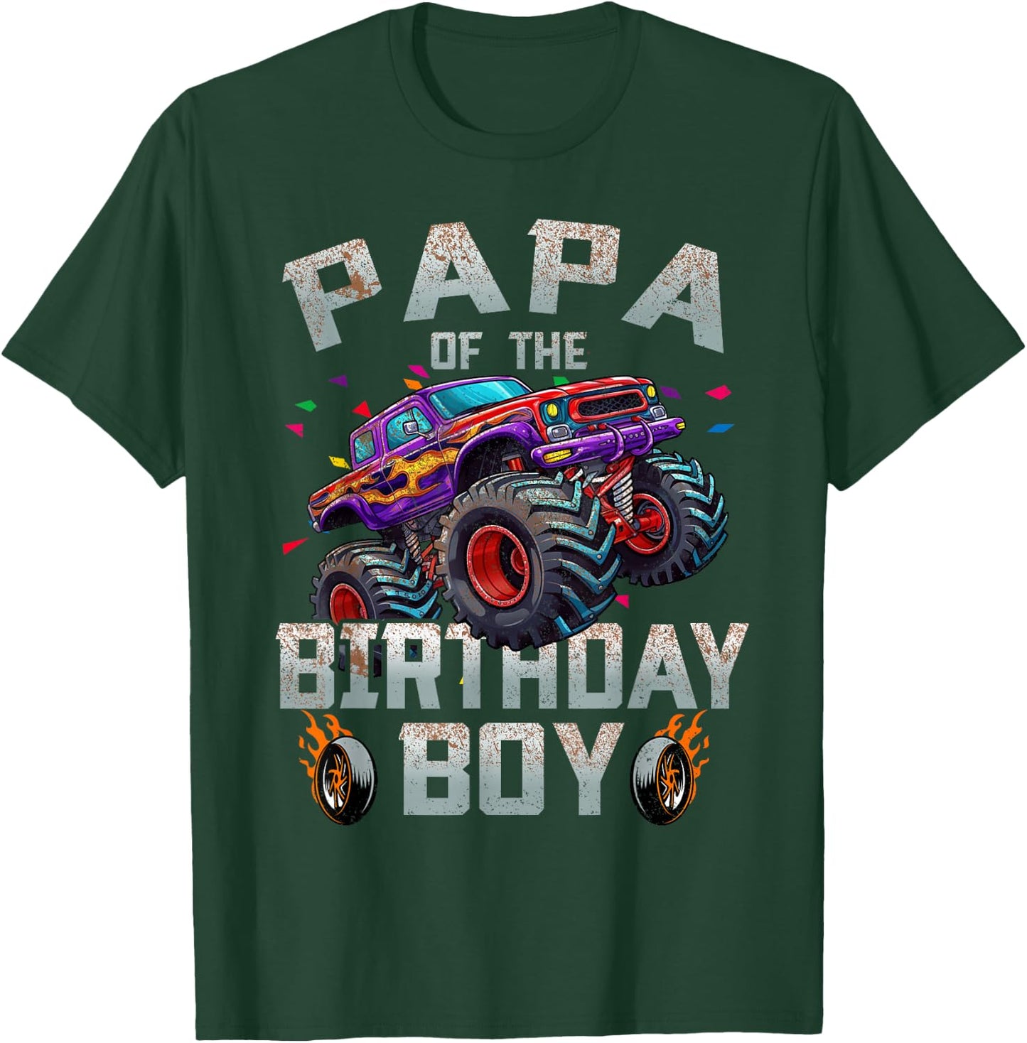 Papa Of The Birthday Boy Monster Truck Family T-Shirt - T-Shirt | Forest
