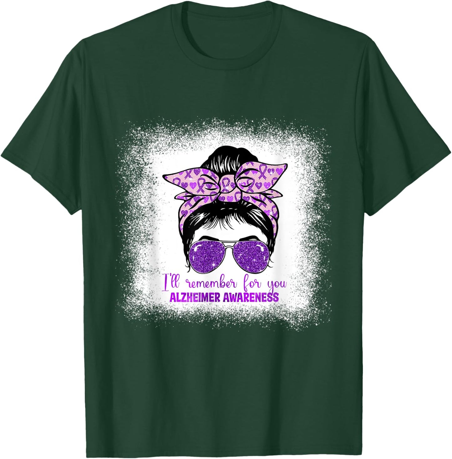Alzheimer's Awareness Messy Bun Purple Dementia alzheimers T-Shirt - T-Shirt | Forest