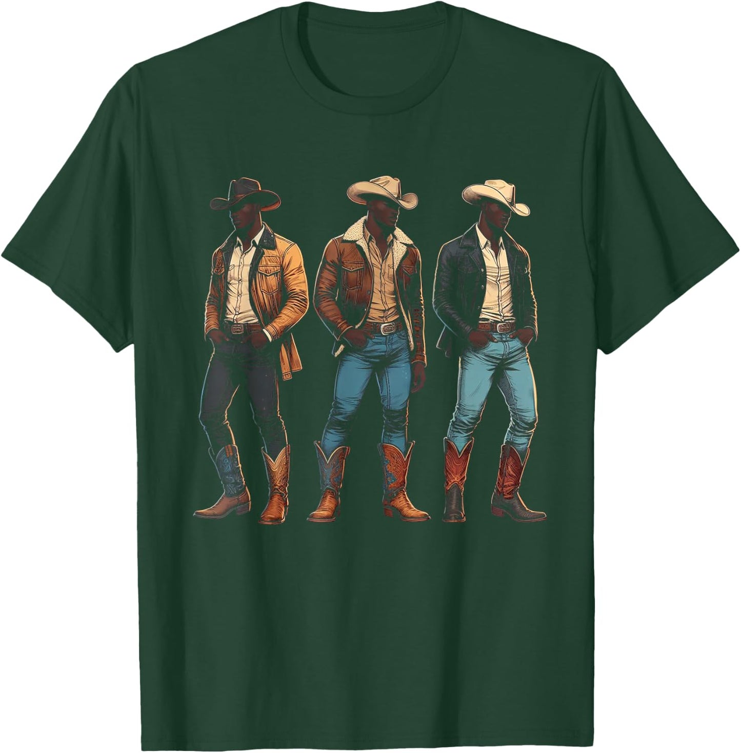 Black Cowboy Western Rodeo Melanin Black History Texas Men T-Shirt - T-Shirt | Forest