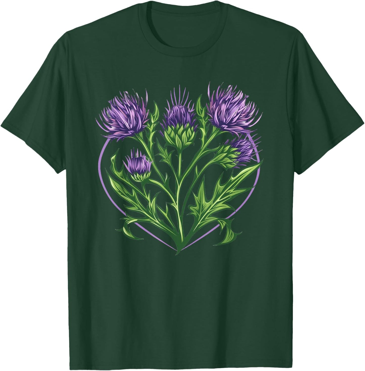 Thistle Flower In A Heart T-Shirt - T-Shirt | Forest