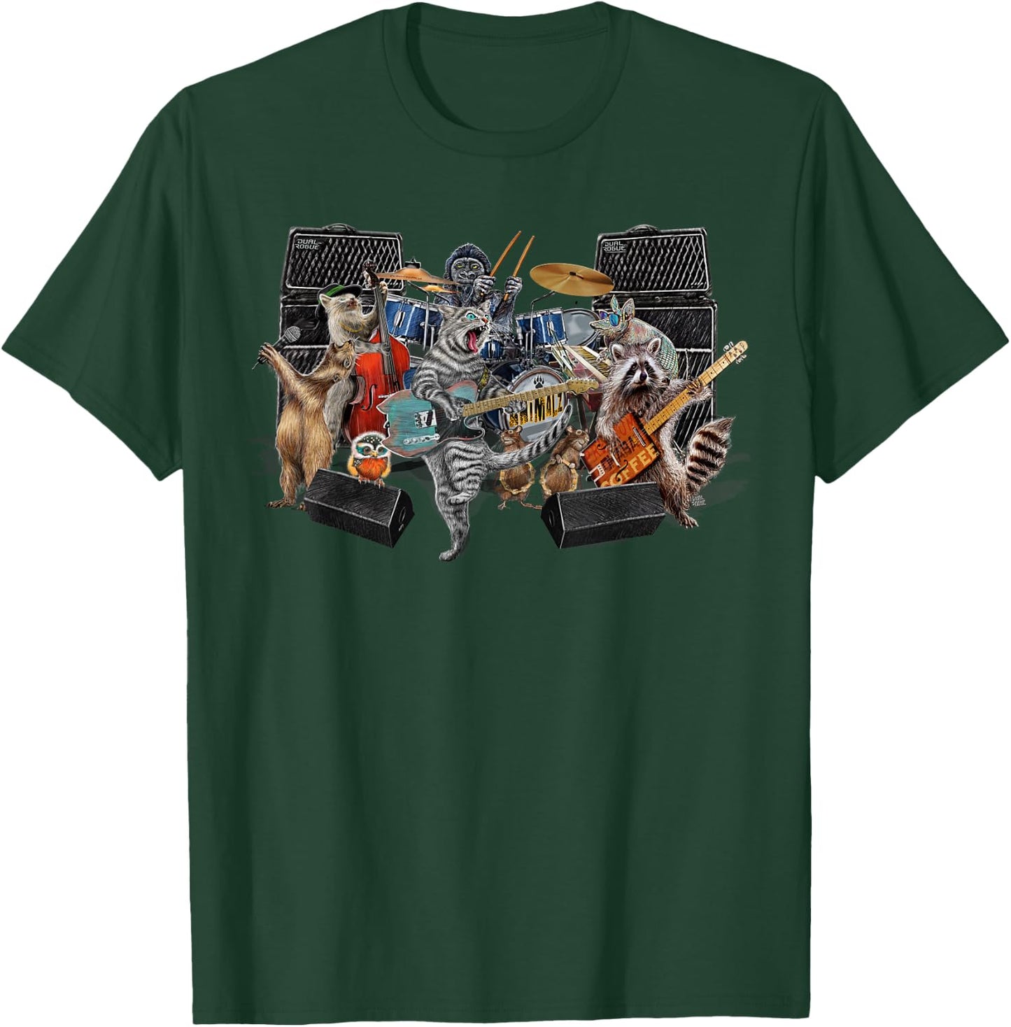 Animals Musicians Music Cats Dogs Raccoon Animalz Band Art T-Shirt - T-Shirt | Forest