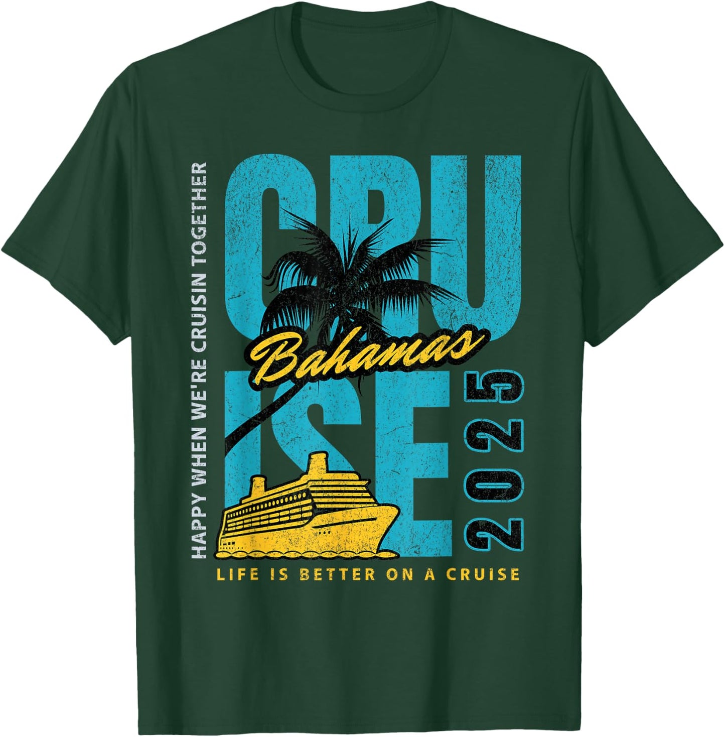 Group Bahamas Cruise 2025 Vacation And Sunny Caribbean Ship T-Shirt - T-Shirt | Forest