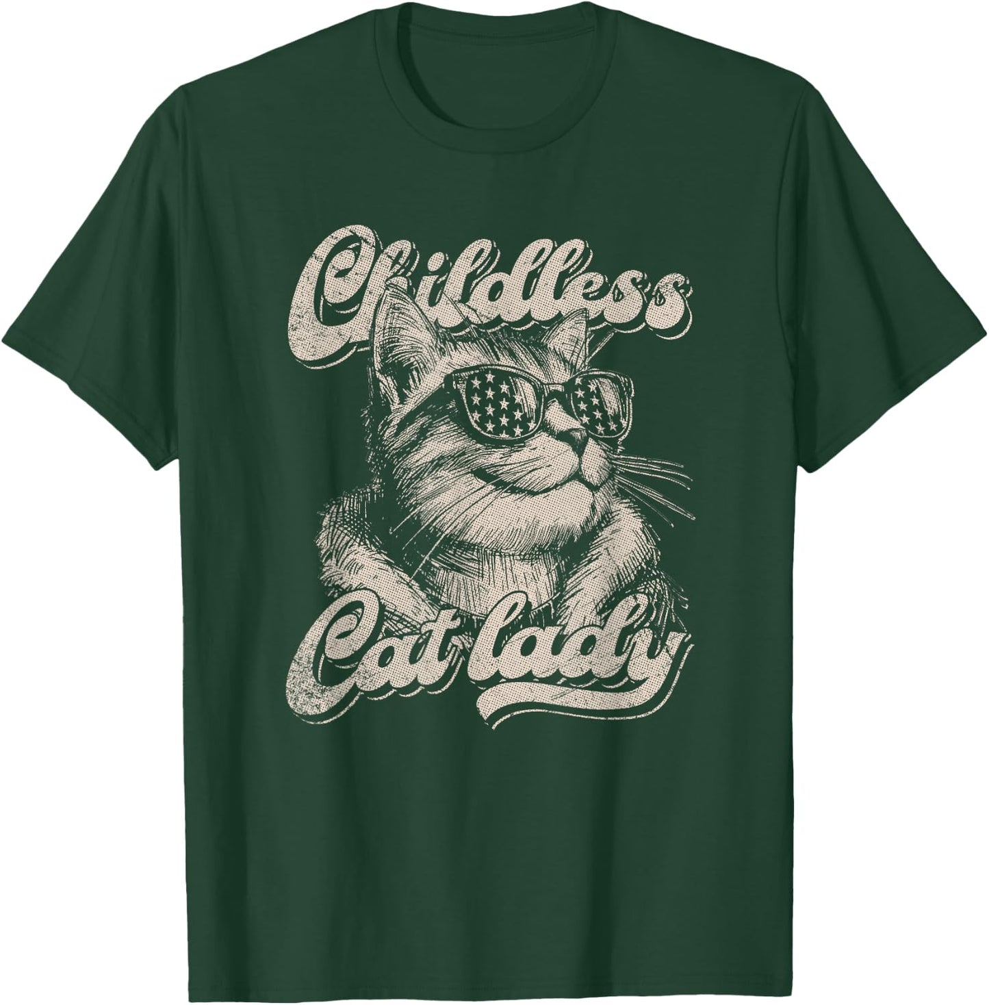 Childless Cat Lady Funny Cat Lover Graphic T-Shirt - T-Shirt | Forest