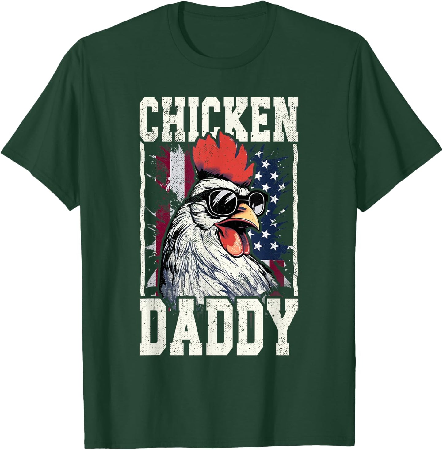 Patriotic Chicken Daddy - Chicken coop American rooster T-Shirt - T-Shirt | Forest