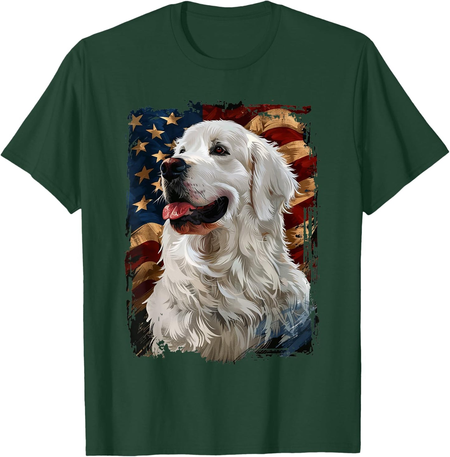 Great Pyrenees American Flag T-Shirt - T-Shirt | Forest