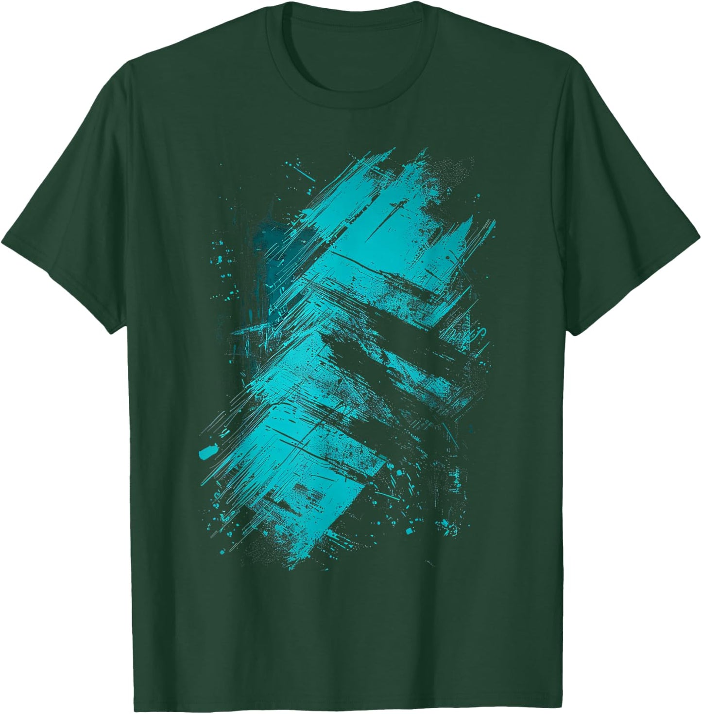 Teal and Black Grunge Graphic T-Shirt - T-Shirt | Forest
